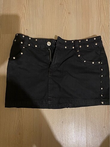 Bershka Zımbalı mini kot etek
