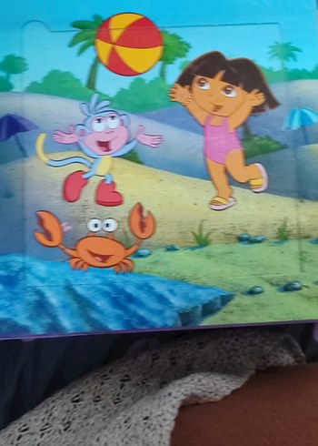 Dora Mor Pastel Renkli Çocuk Yapboz - Görsel 2