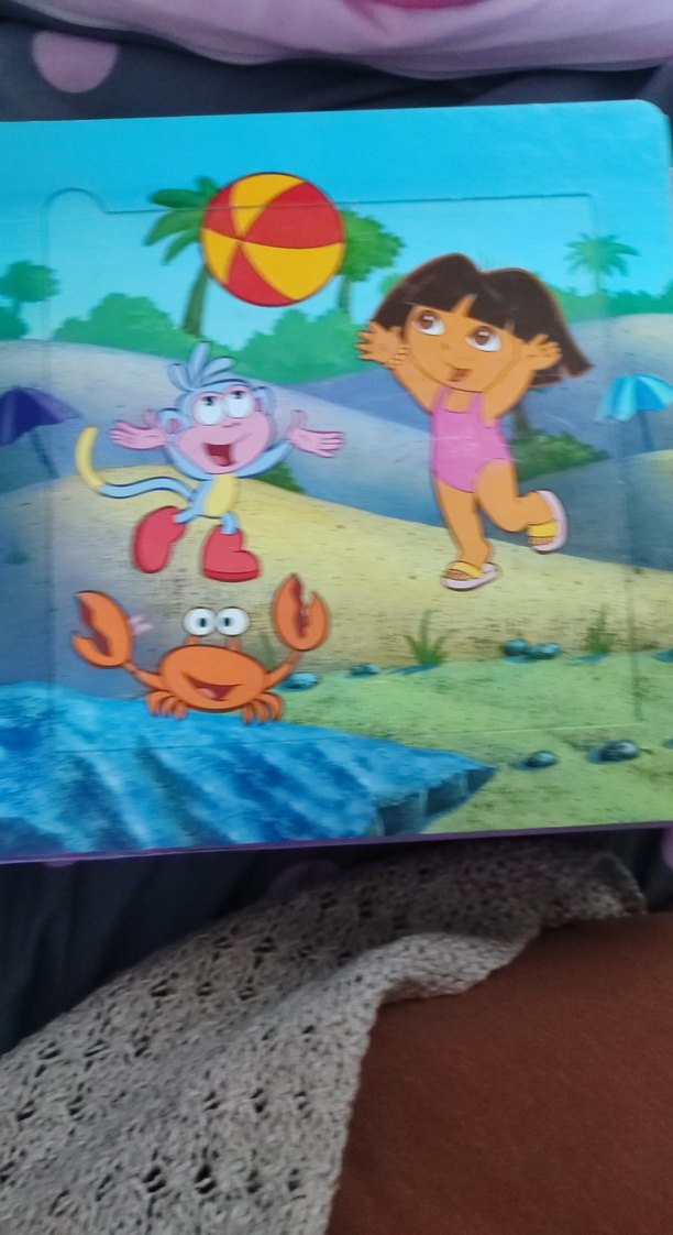 Dora Mor Pastel Renkli Çocuk Yapboz - Görsel 2