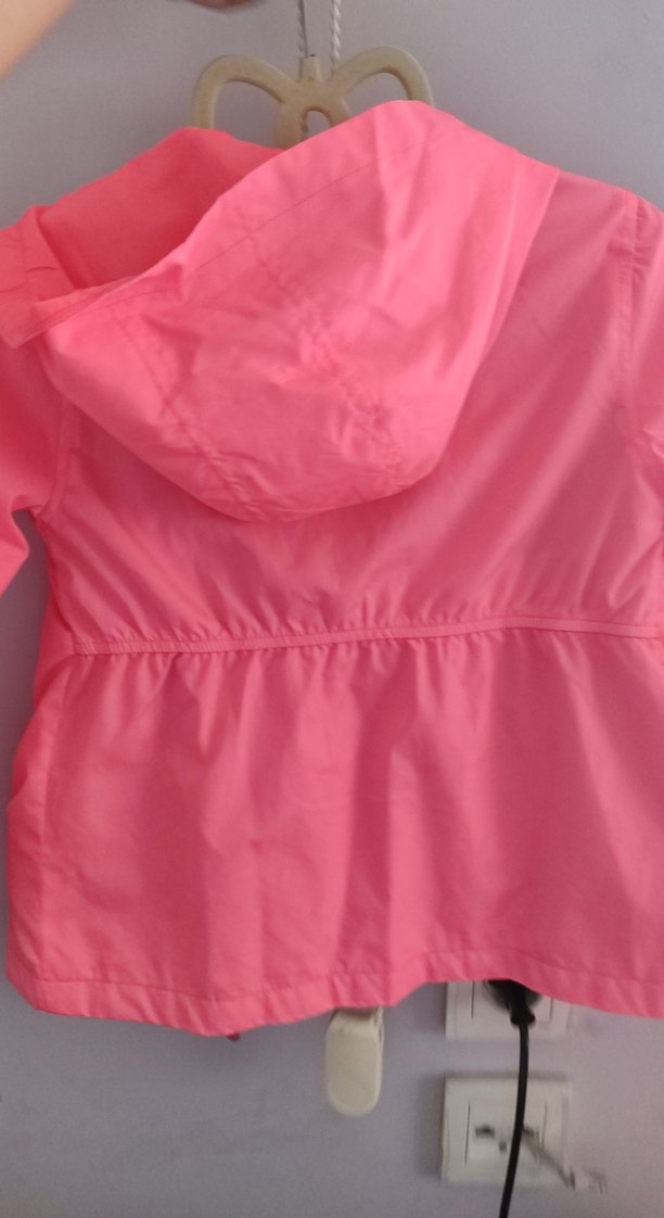 Kız Çocuk Pembe Fermuarlı İnce Yağmurluk - Görsel 2