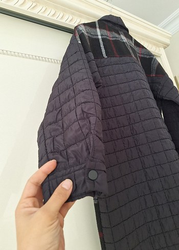 Ekose kapitoneli kap mont - Görsel 3