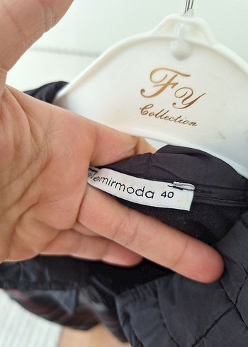 Ekose kapitoneli kap mont - Görsel 6