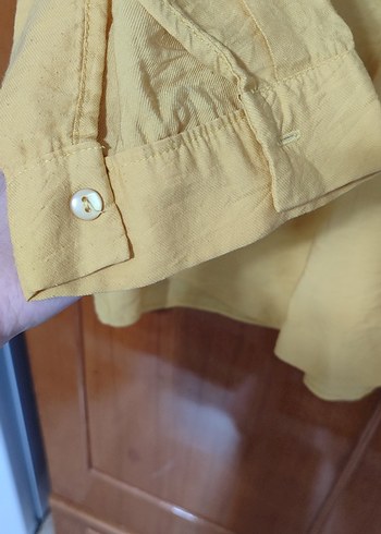 Sarı Keten Kadın Gömlek - Görsel 3