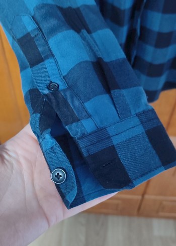 Erkek Lacivert Kareli Düğmeli Gömlek - Görsel 2