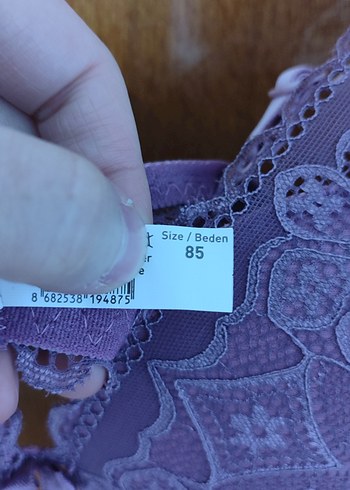 Lila Dantel Bohem Vintage Sütyen - Görsel 3
