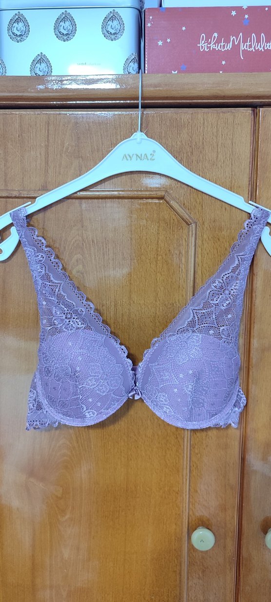 Lila Dantel Bohem Vintage Sütyen - Görsel 5