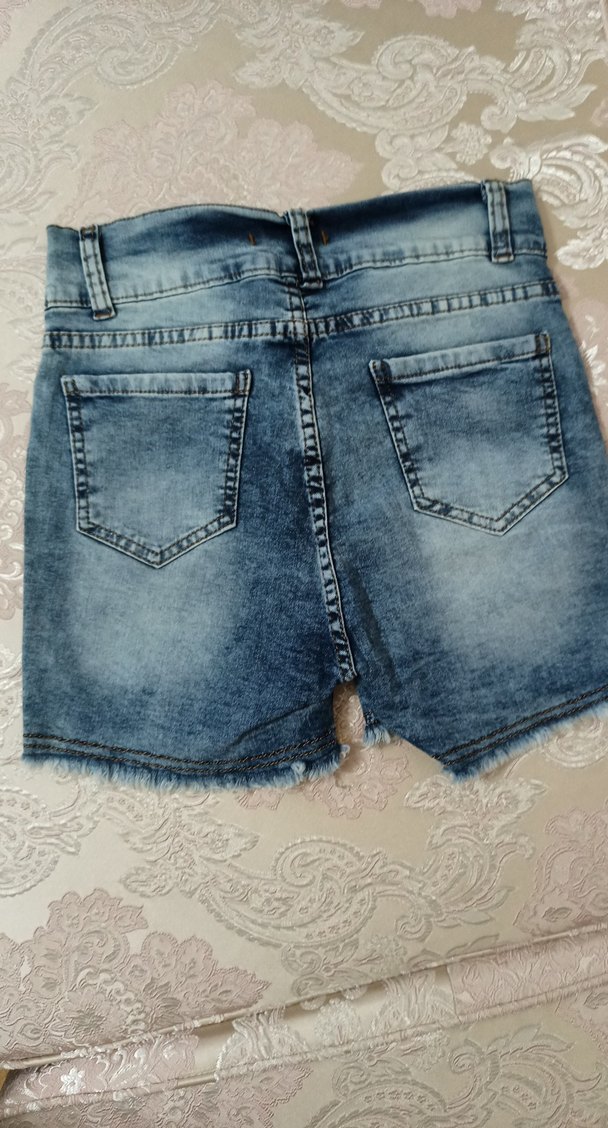 Taşlı, aplikli Kız Denim,jean Şort - Görsel 2