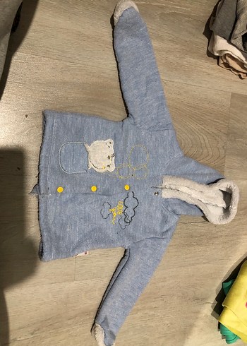 Kapüşonlu mavi Erkek Çocuk peluş ceket - Görsel 2