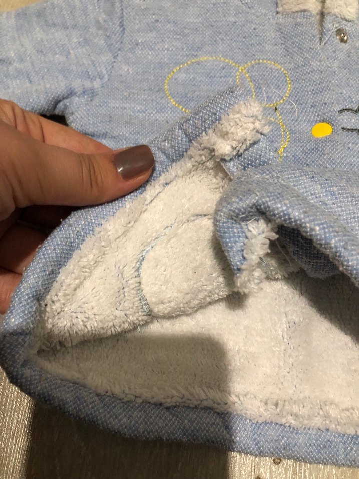 Kapüşonlu mavi Erkek Çocuk peluş ceket - Görsel 4