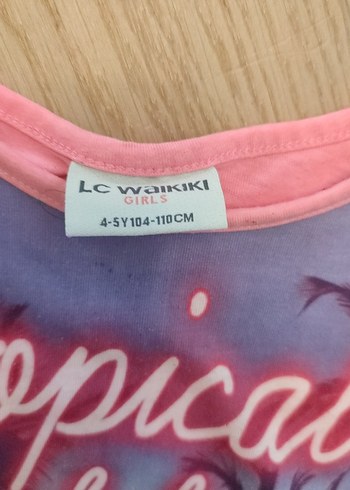 LC Waikiki Püsküllü, baskılı pembe kız tişörtü