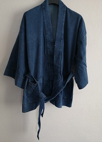 Yumuşak kot kumaş kimono 