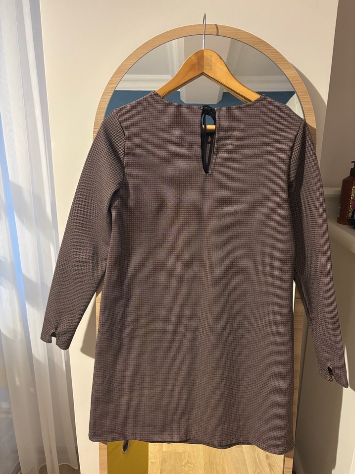 Mango Uzun Kollu Kahverengi Triko Elbise - Görsel 4