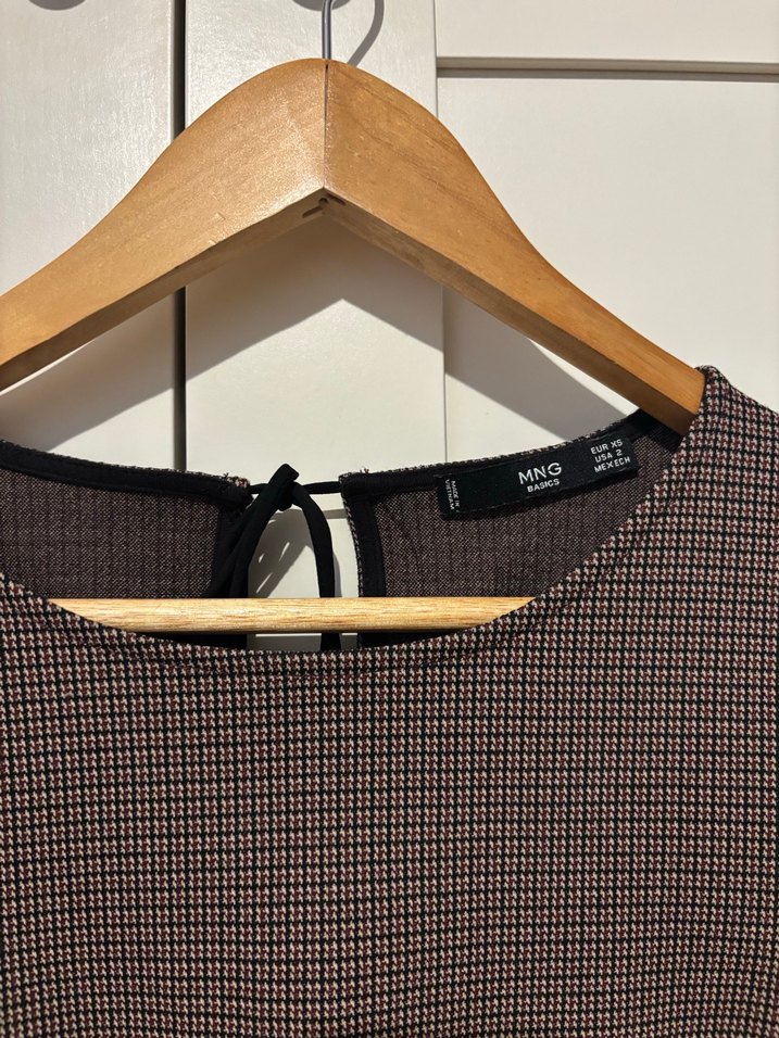 Mango Uzun Kollu Kahverengi Triko Elbise - Görsel 2