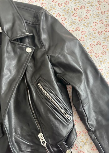 m Beden siyah Renk Kadın Siyah Deri Biker Ceket