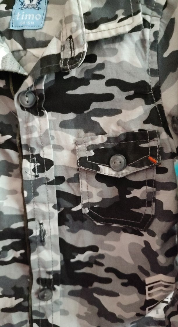 Gri Kamuflajlı Erkek Çocuk Uzun Kollu Gömlek - Görsel 3