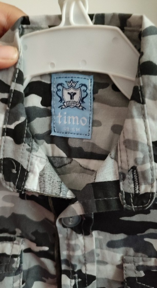 Gri Kamuflajlı Erkek Çocuk Uzun Kollu Gömlek - Görsel 2