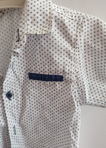 Erkek Çocuk Beyaz Kısa Kollu Baskılı Gömlek - Görsel 2