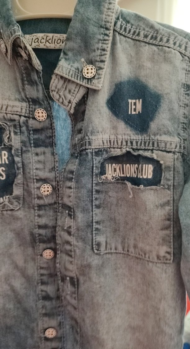 Erkek Çocuk Gri Denim Uzun Kollu Gömlek - Görsel 3