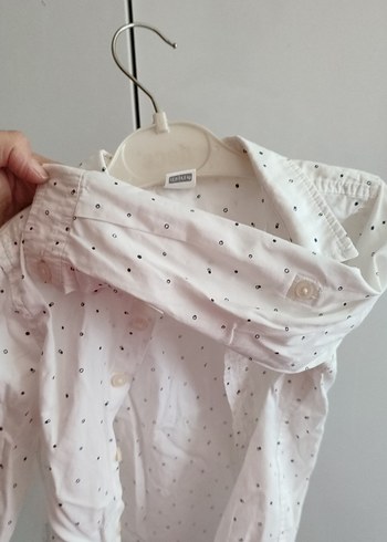 Erkek Çocuk Beyaz Pamuklu Uzun Kollu Gömlek - Görsel 4