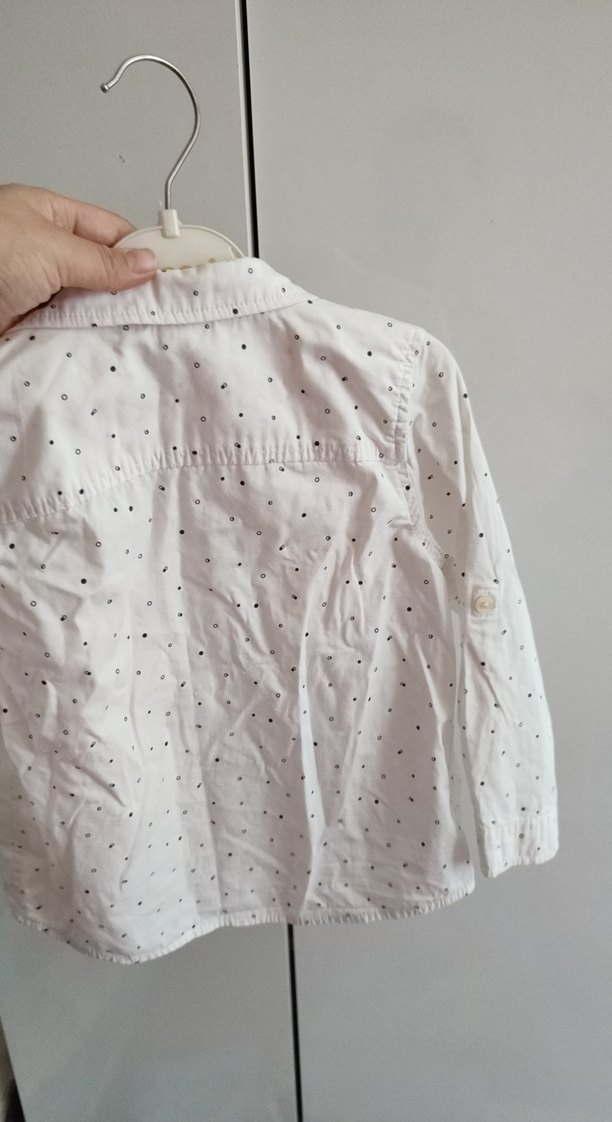 Erkek Çocuk Beyaz Pamuklu Uzun Kollu Gömlek - Görsel 5