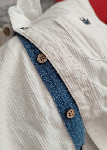 Düğmeli Erkek Çocuk Beyaz Pamuk Gömlek - Görsel 7