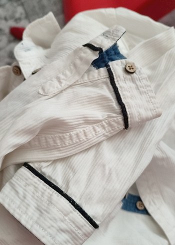 Düğmeli Erkek Çocuk Beyaz Pamuk Gömlek - Görsel 8