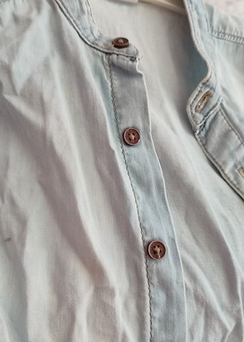 24-36 Ay Beden Gri Denim Erkek Çocuk Uzun Kollu Gömlek