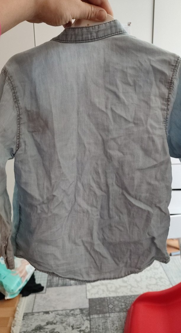 Gri Denim Erkek Çocuk Uzun Kollu Gömlek - Görsel 5