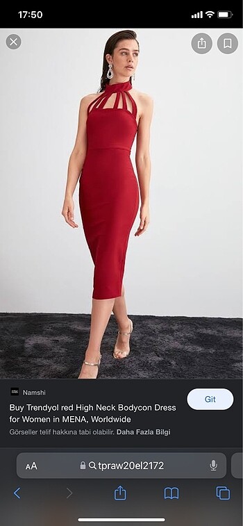 Trendyolmilla bordo yırtmaçlı elbise
