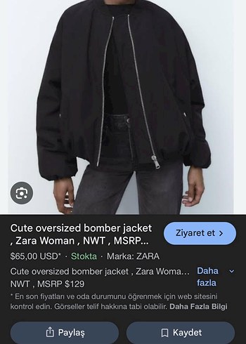 Siyah Zara Oversize Bomber Ceket