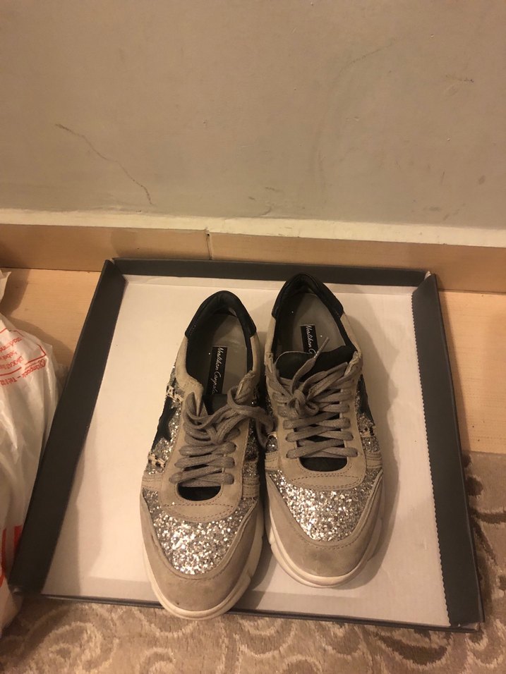 Gri Süet Platform Topuklu Kadın Spor Ayakkabı - Görsel 5