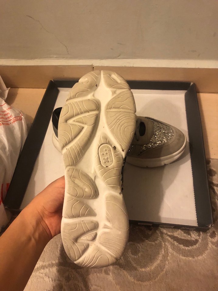 Gri Süet Platform Topuklu Kadın Spor Ayakkabı - Görsel 4