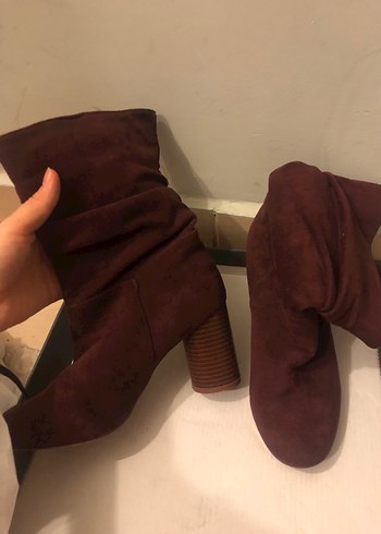 Bordo Süet Kadın Bot - Görsel 5