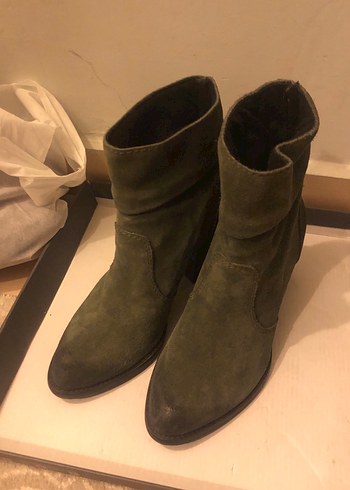 Kadın Haki Süet Topuklu Bot - Görsel 5