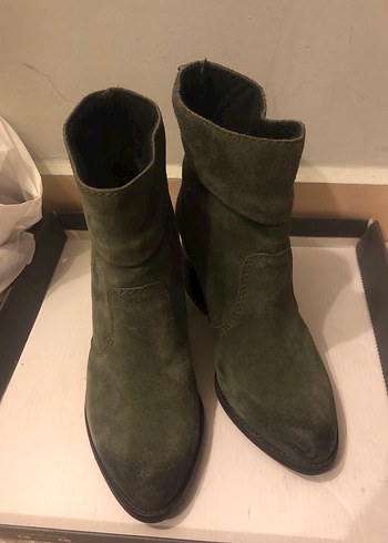 Kadın Haki Süet Topuklu Bot - Görsel 2