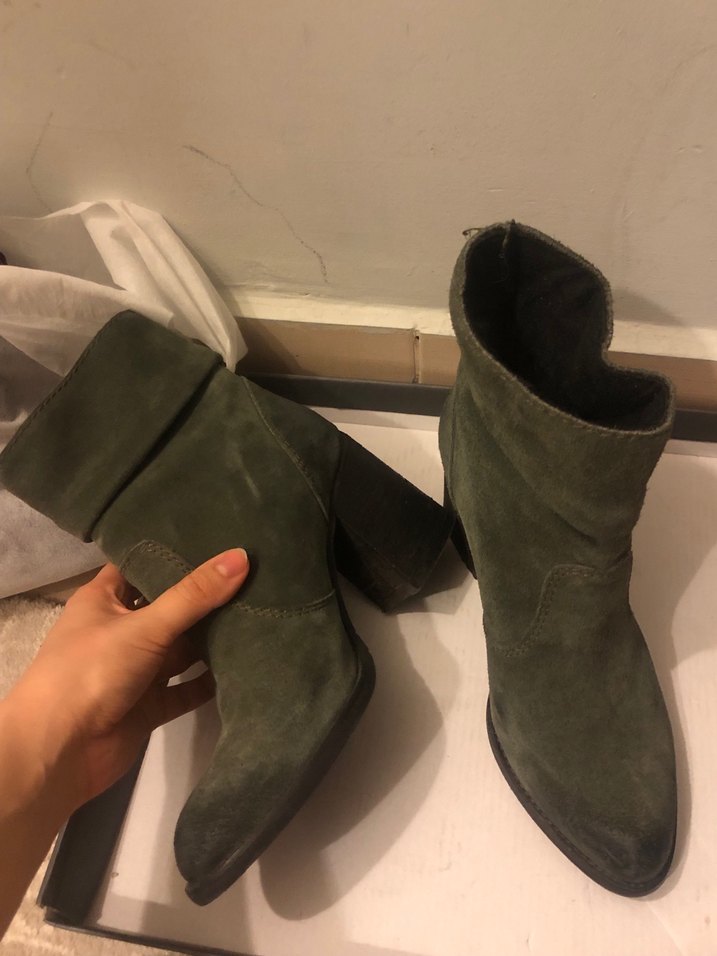 Kadın Haki Süet Topuklu Bot - Görsel 3