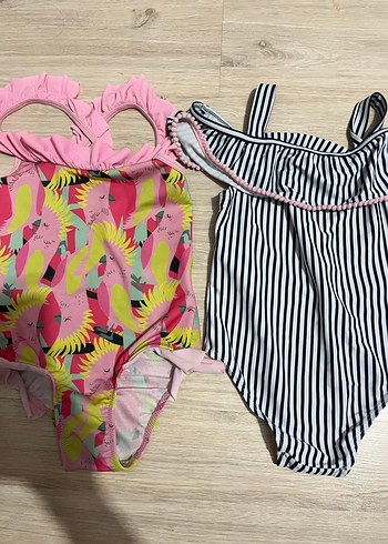 H&M Kız Çocuk Renkli Çizgili ve Desenli Mayo