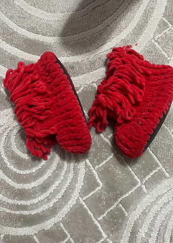 23/24 Kız Çocuk Kırmızı el Örgü Sıcak panduf - Görsel 2