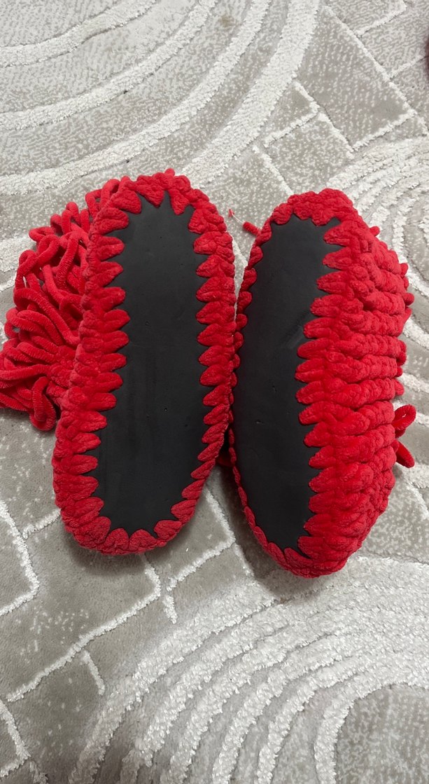 23/24 Kız Çocuk Kırmızı el Örgü Sıcak panduf - Görsel 3