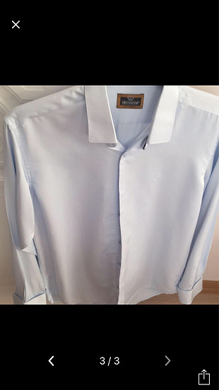 Diğer Xl slim fit açık mavi kol düğmeli erkek gömlek.