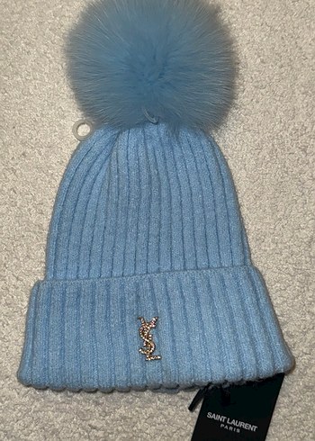 Saint Laurent Mavi Ponponlu Kadın Bere - Görsel 4