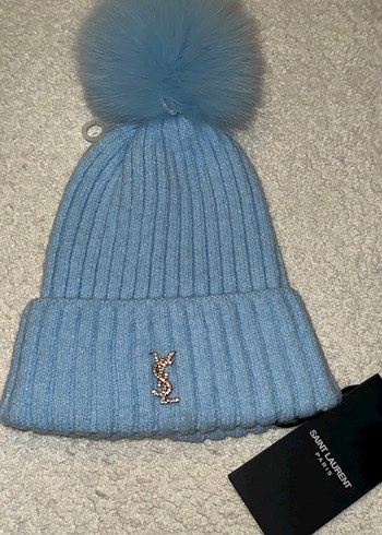 Saint Laurent Mavi Ponponlu Kadın Bere - Görsel 2