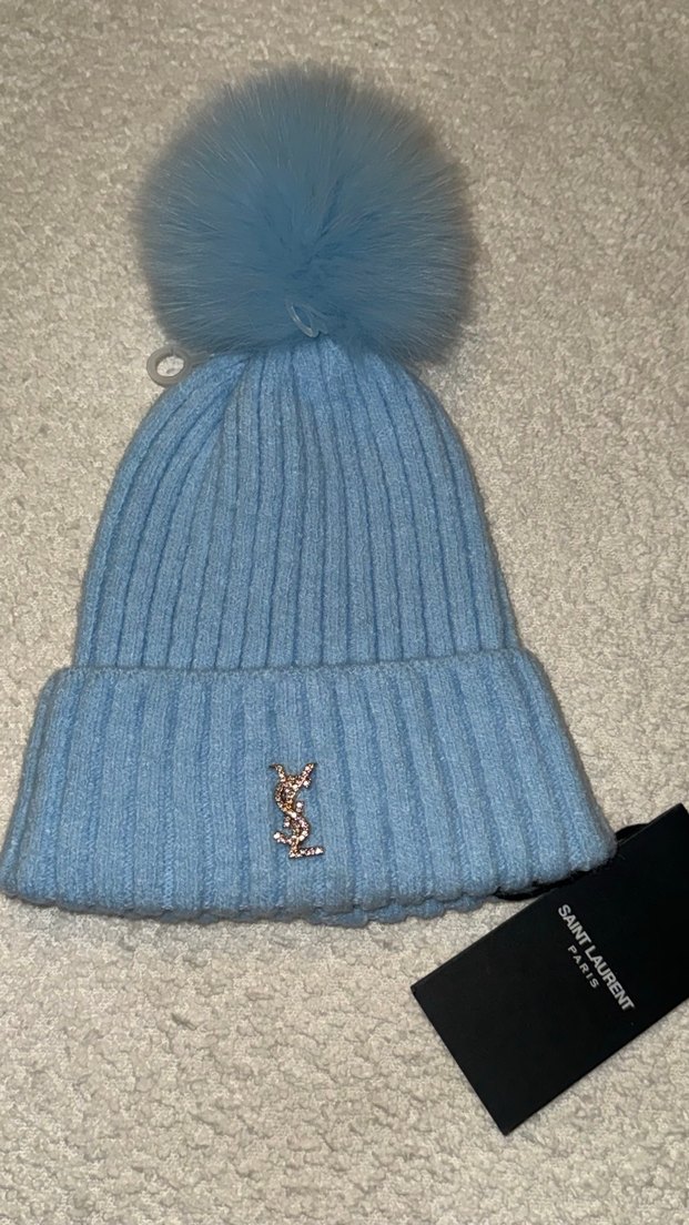 Saint Laurent Mavi Ponponlu Kadın Bere - Görsel 2