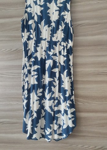 Mavi Beyaz Desenli Salaş Hamile Elbisesi - Görsel 3