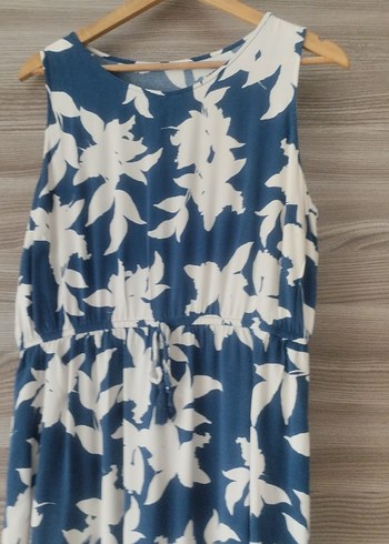 Mavi Beyaz Desenli Salaş Hamile Elbisesi - Görsel 2