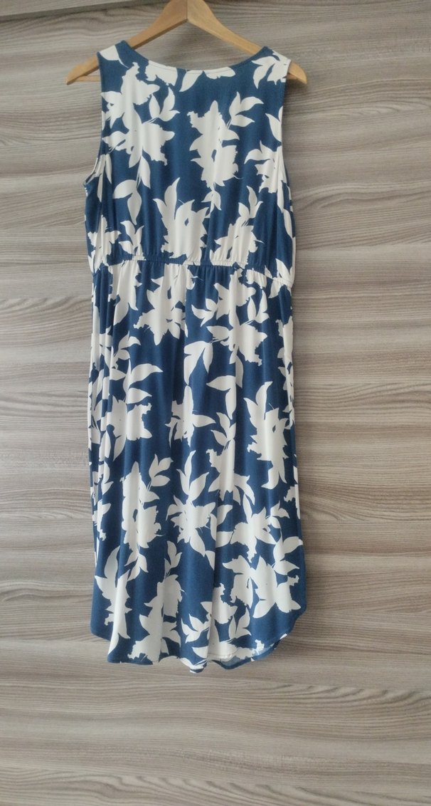 Mavi Beyaz Desenli Salaş Hamile Elbisesi - Görsel 3