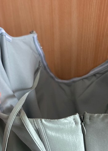 Yeşil Mint Straplez Uzun Pilili Abiye Elbise 48 beden - Görsel 6