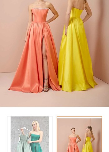 Yeşil Mint Straplez Uzun Pilili Abiye Elbise 48 beden - Görsel 2