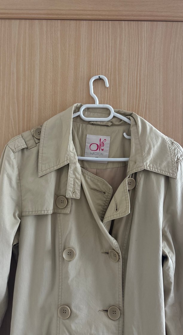 Bej Düğmeli Midi Kadın Trençkot 40 Beden - Görsel 2