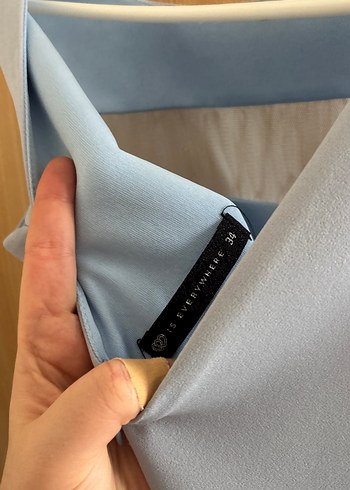 Mavi Kemer Detaylı Midi Abiye Elbise 34 Beden - Görsel 3